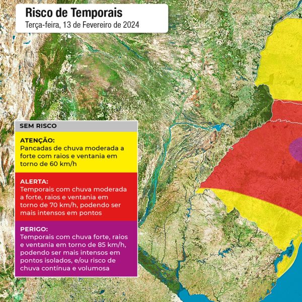 Alerta de temporais com vendavais de até 90 Km/h no Paraná