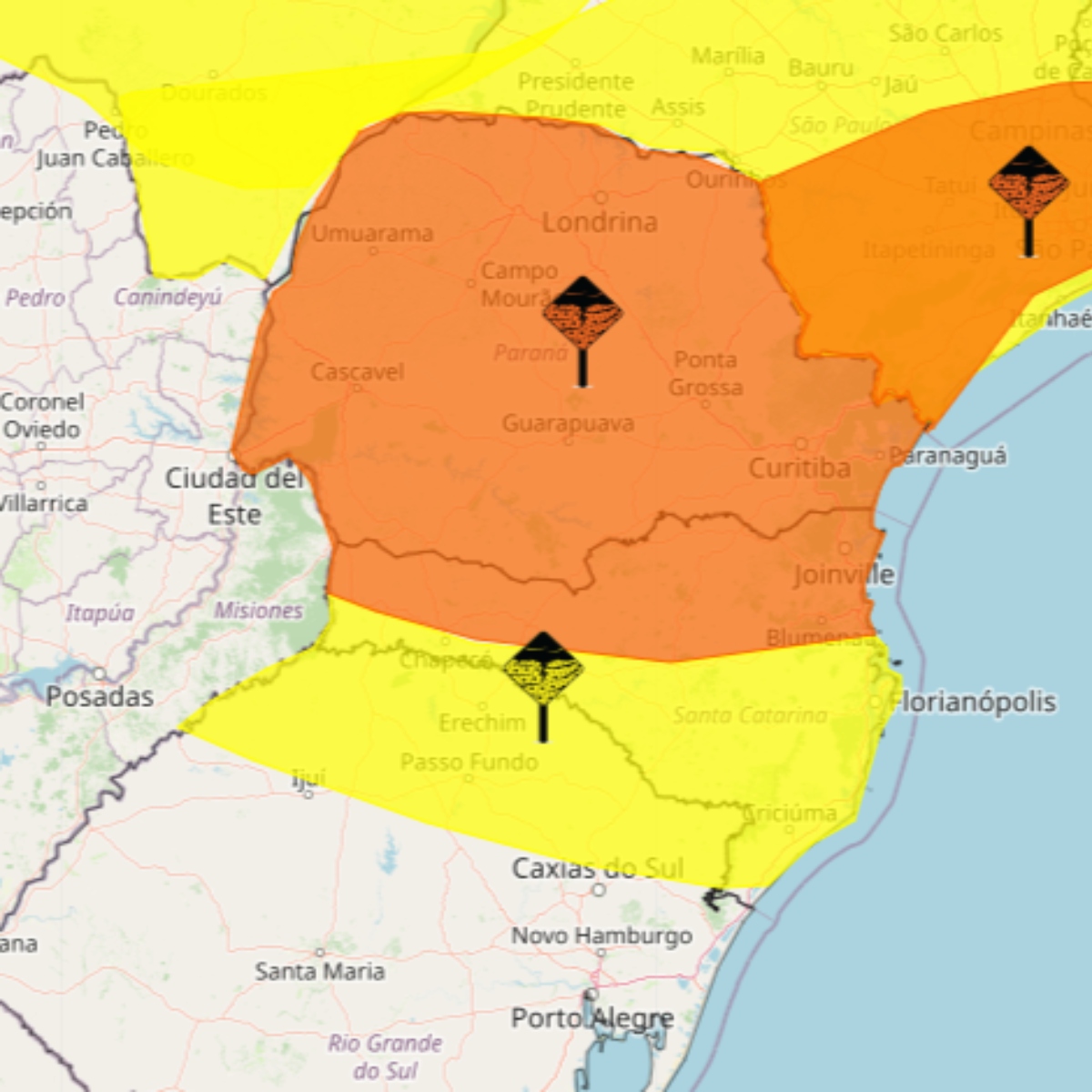 Paraná está sob três alertas para temporal