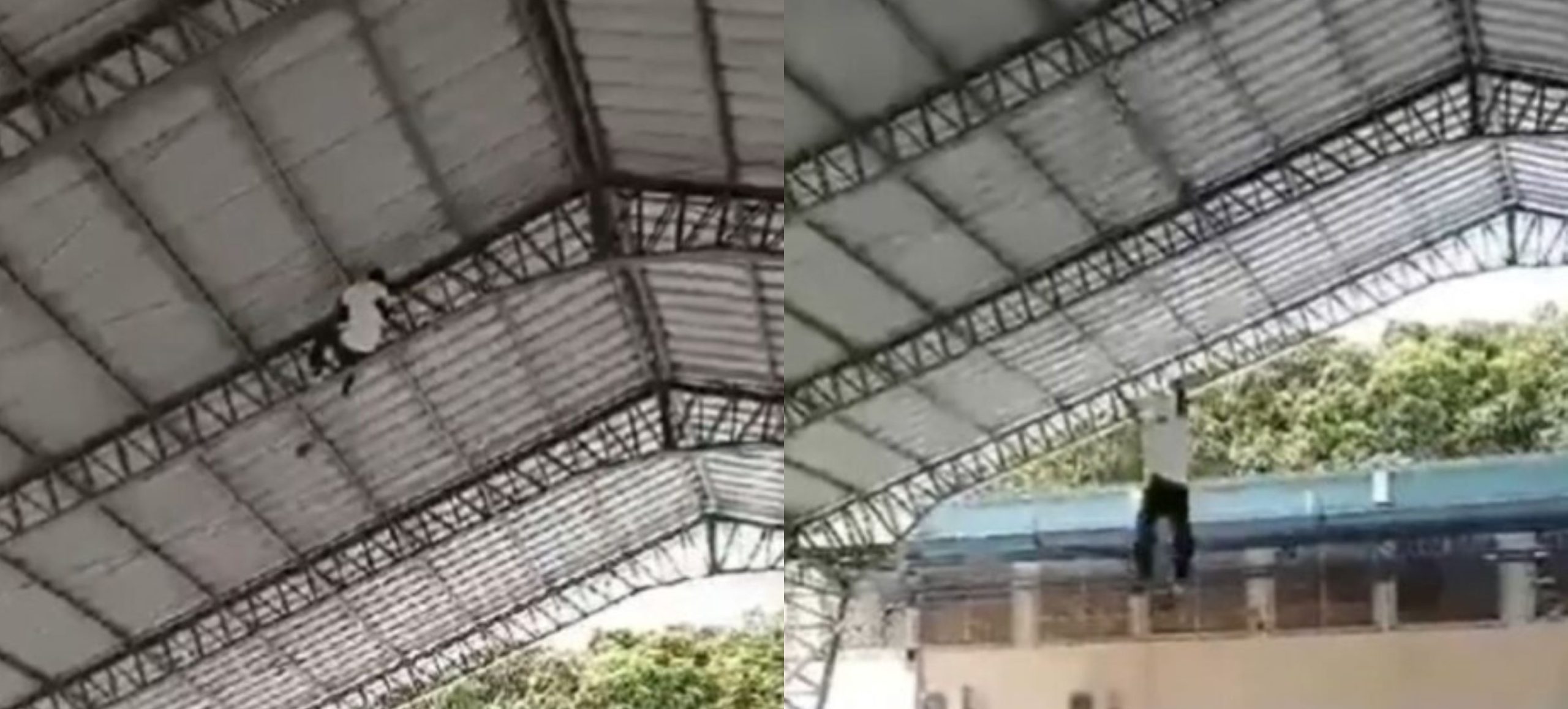 VÍDEO: estudante quebra as pernas ao escalar ginásio de escola