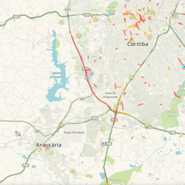 Mapa mostra congestionamento no Contorno Sul