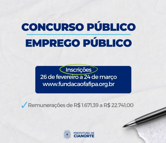Prefeitura do Paraná abre inscrições para concurso com salários de até R$ 22 mil