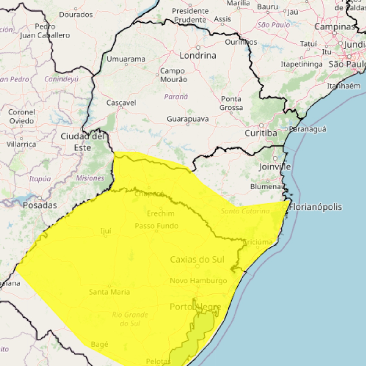  Alerta amarelo de temporal no Paraná 