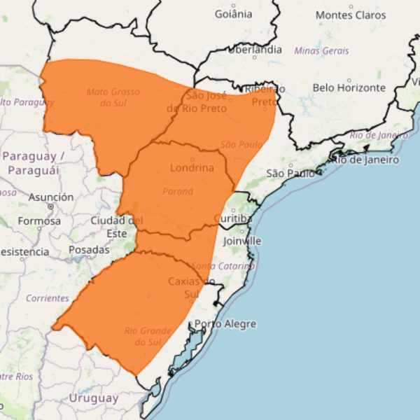 O alerta vai até sexta-feira (13) às 18h, com 5ºC acima da média.