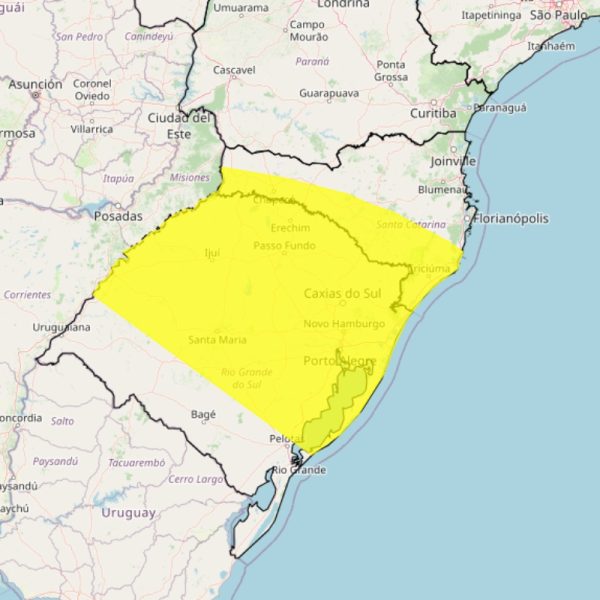 Inmet mantém Santa Catarina e Rio Grande do Sul em alerta amarelo para temporais