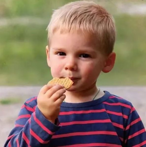criança comendo biscoito