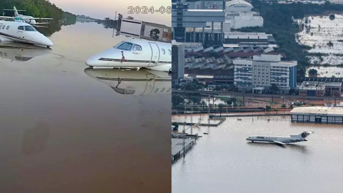 Vídeo mostra Aeroporto Salgado Filho tomado pela água no Rio Grande do Sul