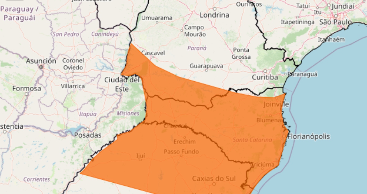 Paraná está em alerta laranja para chuvas 