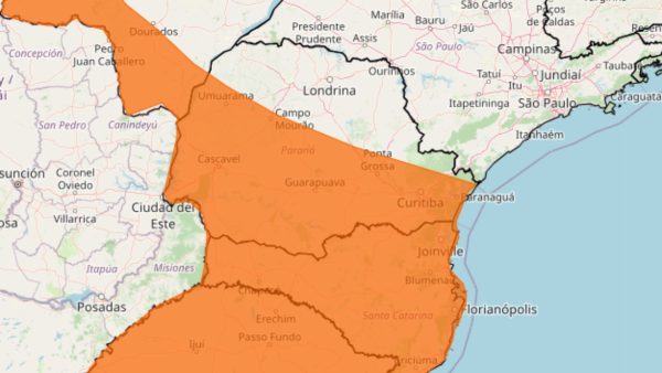 alerta laranja no mapa do inmet