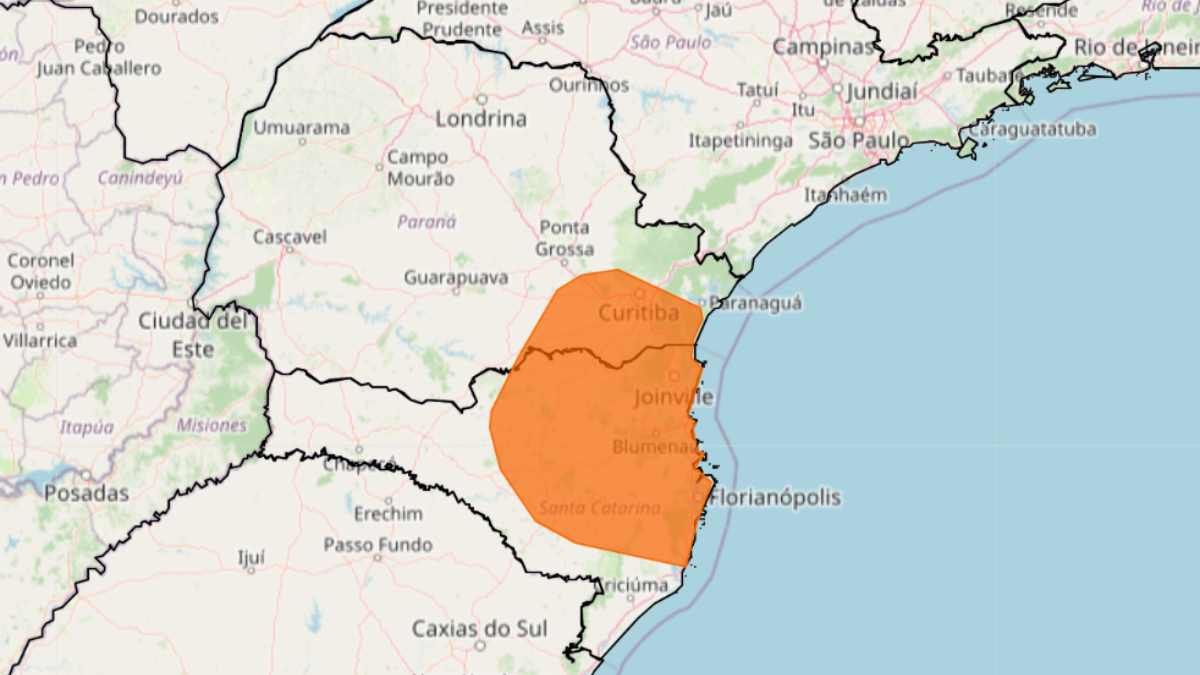 alerta laranja para tempestades no Paraná