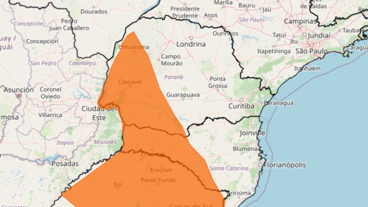 Alerta laranja de temporal no Paraná 