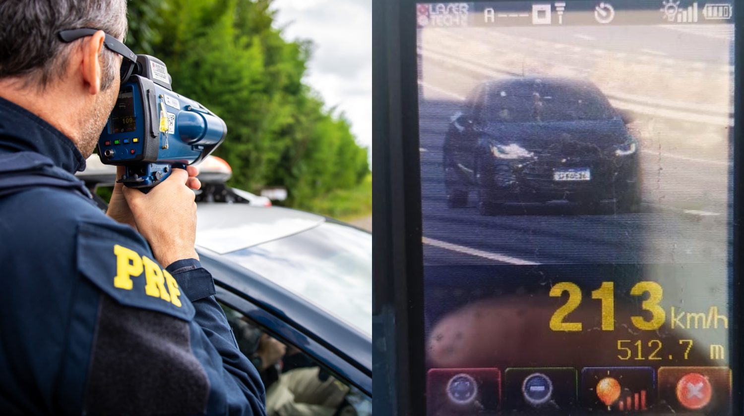 Carro flagrado a 213 km/h no Paraná recebeu multa de R$ 880