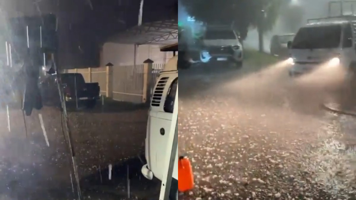 Chuva de granizo impressionante atinge cidade do RS