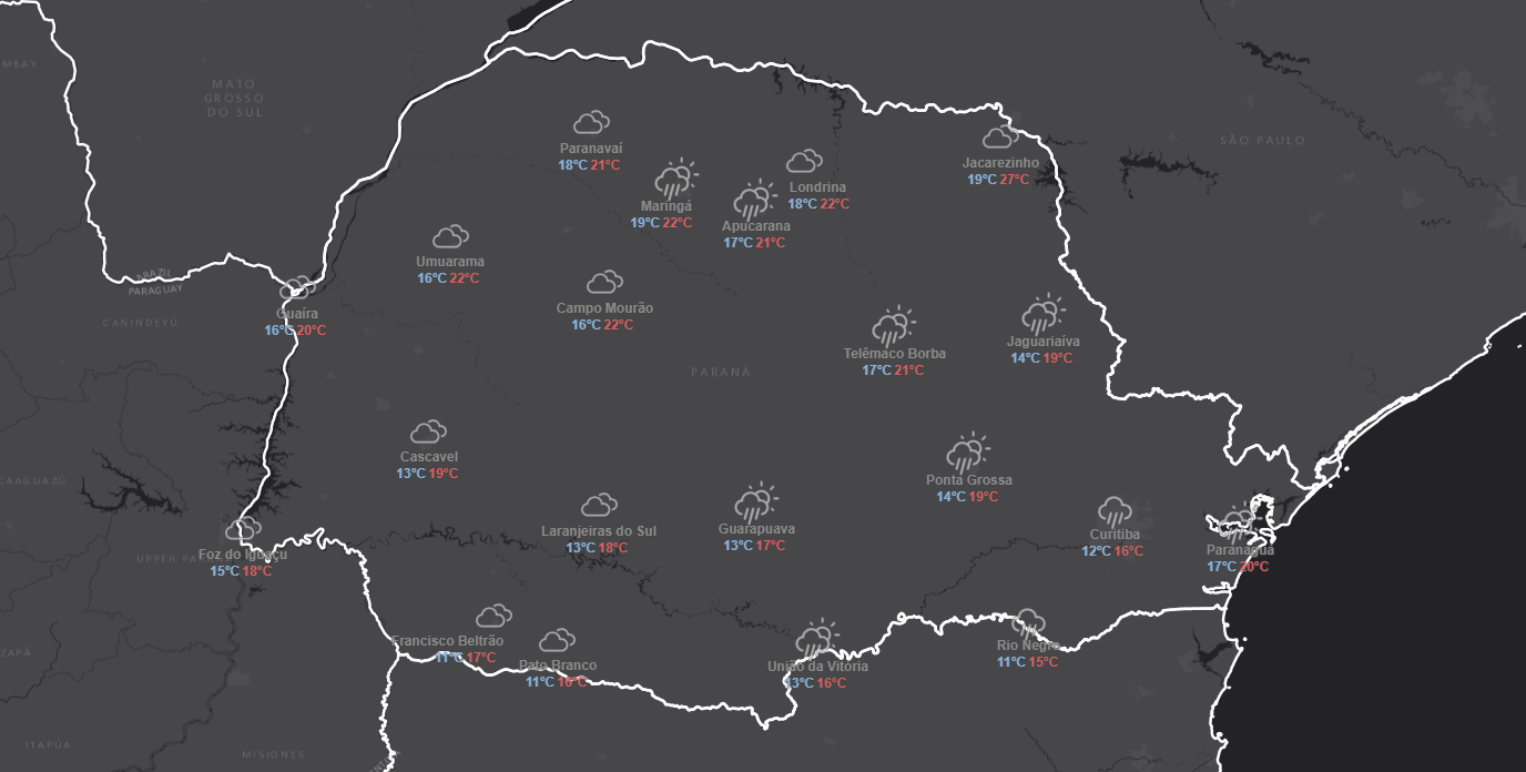 Frente Fria atinge o Paraná 