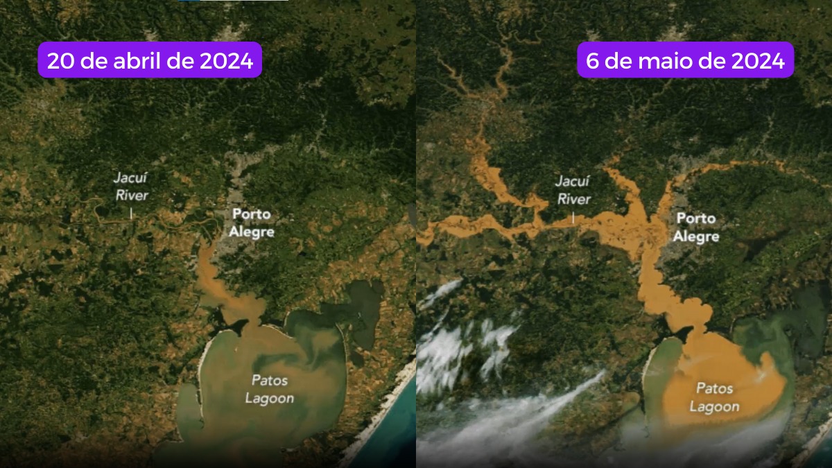 NASA divulga imagens de enchente no Rio Grande do Sul; veja antes e depois