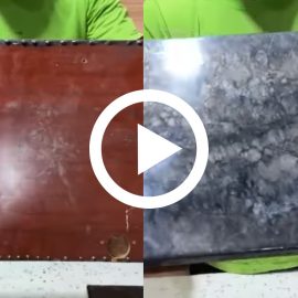 Pintor decorativo mostra o antes e depois do processo