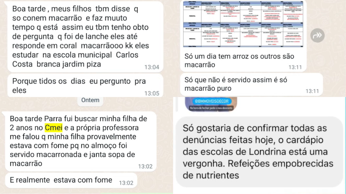 pais denunciam suposta repetição de cardápio de merenda em escolas de londrina