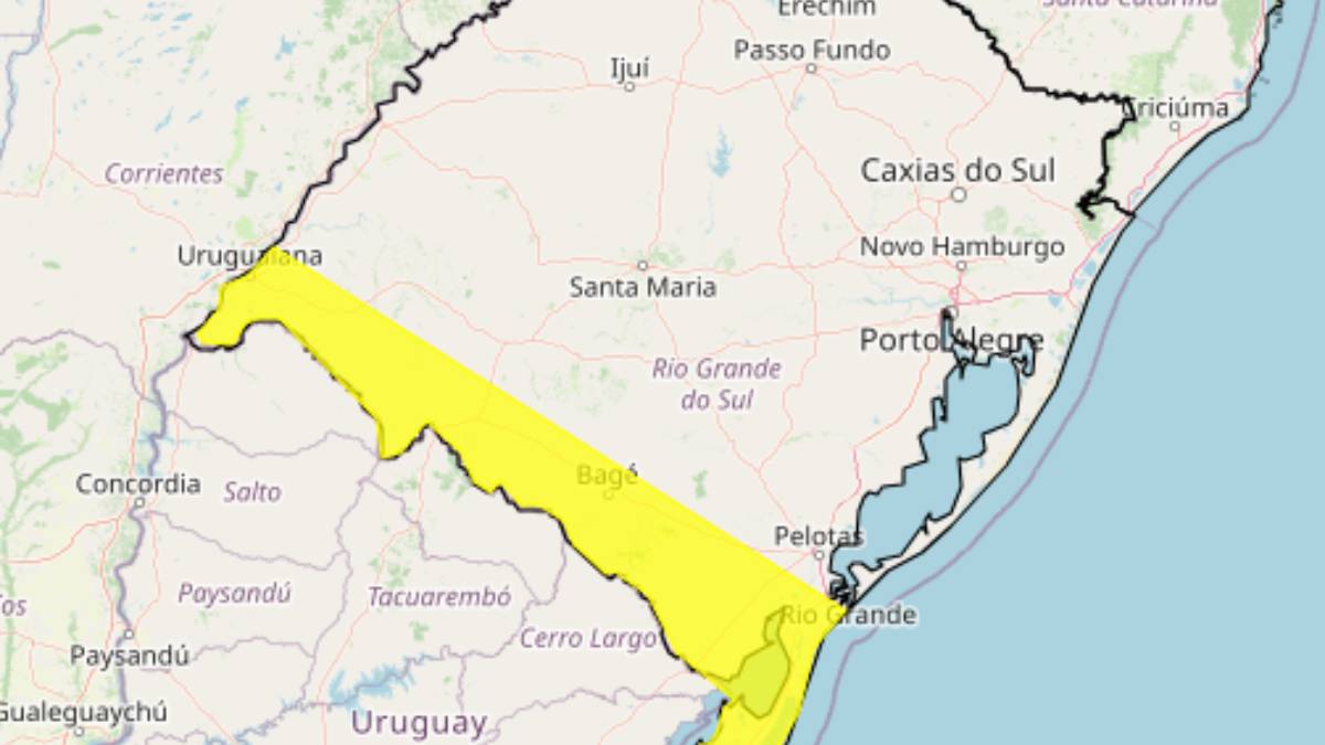 Rio Grande do Sul tem alerta amarelo para temporal nesta terça (21); confira