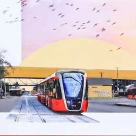 Ilustração da Prefeitura de Curitiba mostra como deverá ser o VLT que ligará a cidade ao aeroporto Afonso Pena