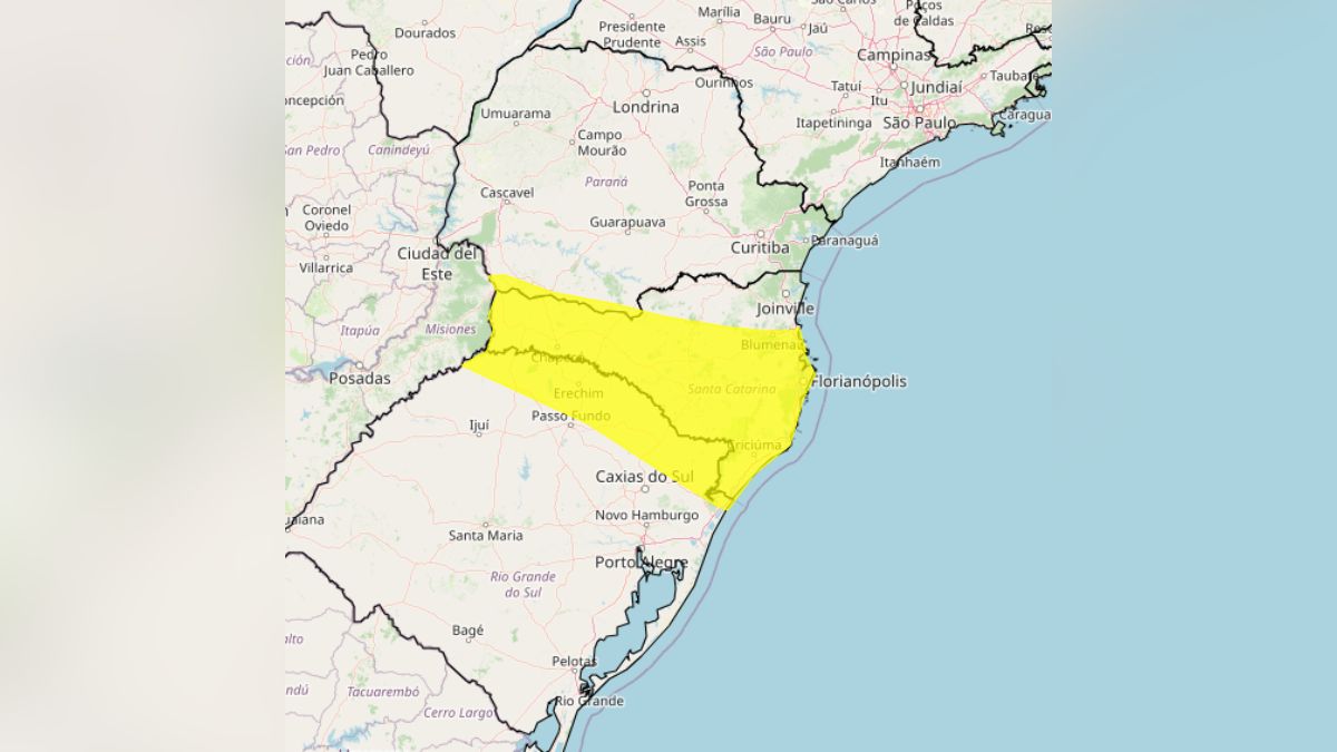 INMET emite alerta amarelo para chuva intensa neste sábado (06) no Paraná