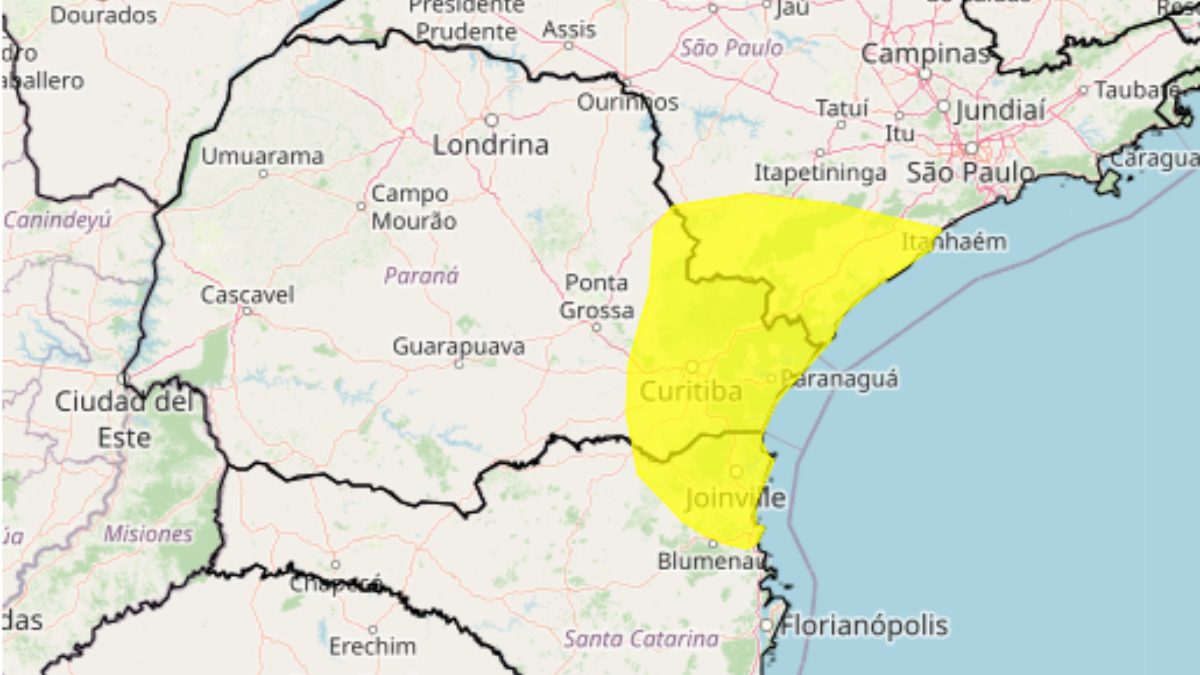 Paraná está em alerta amarelo para rajadas de ventos 