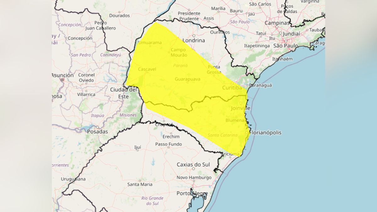 Paraná está sob alerta amarelo para chuva intensa nesta quinta (11)