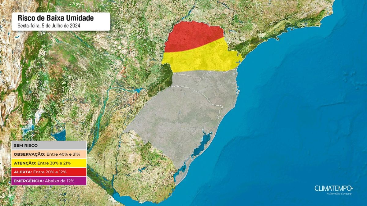 Paraná está sob alerta amarelo e vermelho para baixa umidade nesta sexta (05)