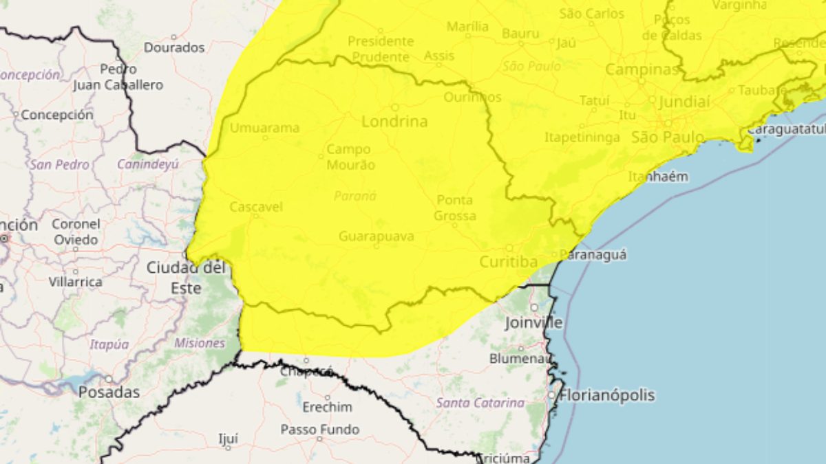 Alerta no Paraná: frente fria traz chuva e queda de temperatura em várias regiões