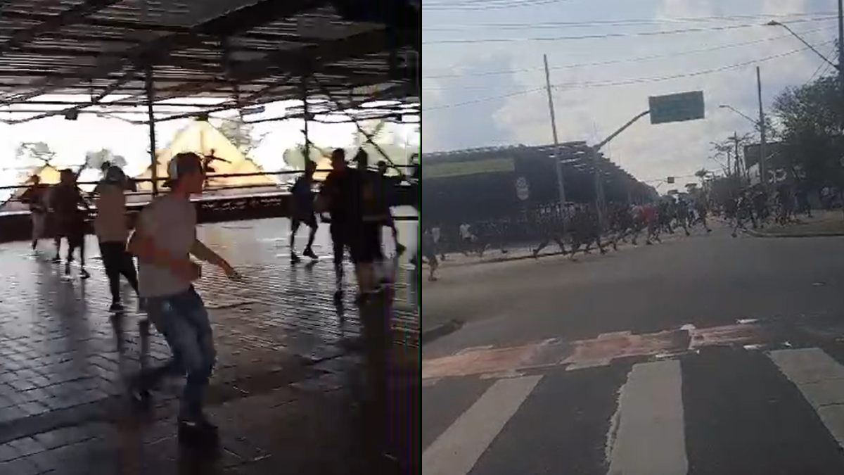 Briga de torcidas assusta passageiros em terminal de Curitiba; vídeo