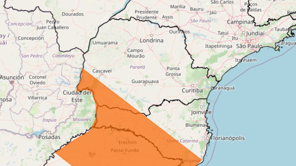 Temporal e rajadas de vento de 100 km/h atingem o Paraná; veja áreas em risco
