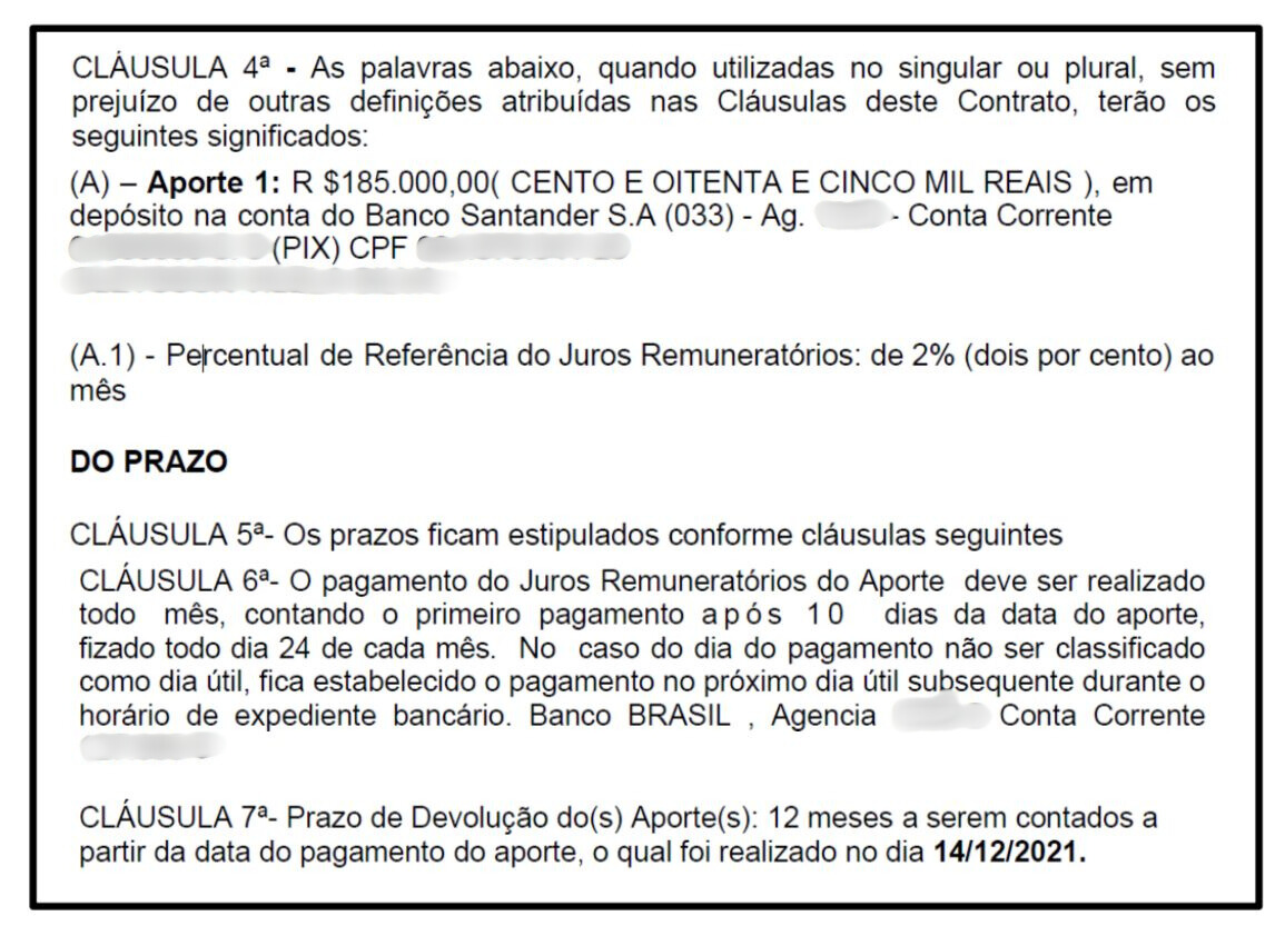 No primeiro processo há cláusulas do contrato que teria sido assinado entre Jairo e a vítima (Foto: Arquivo Jurídico)