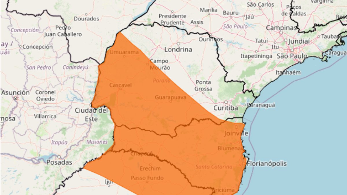 Paraná está em alerta de temporal e rajadas de vento de 100 km/h; veja onde
