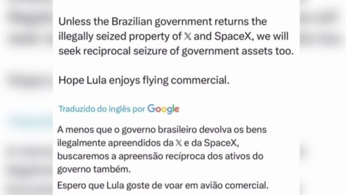 Ameaça de Musk a Lula no X