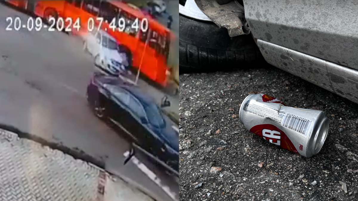 Vídeo flagra acidente entre carro e ônibus que terminou com motorista preso no PR