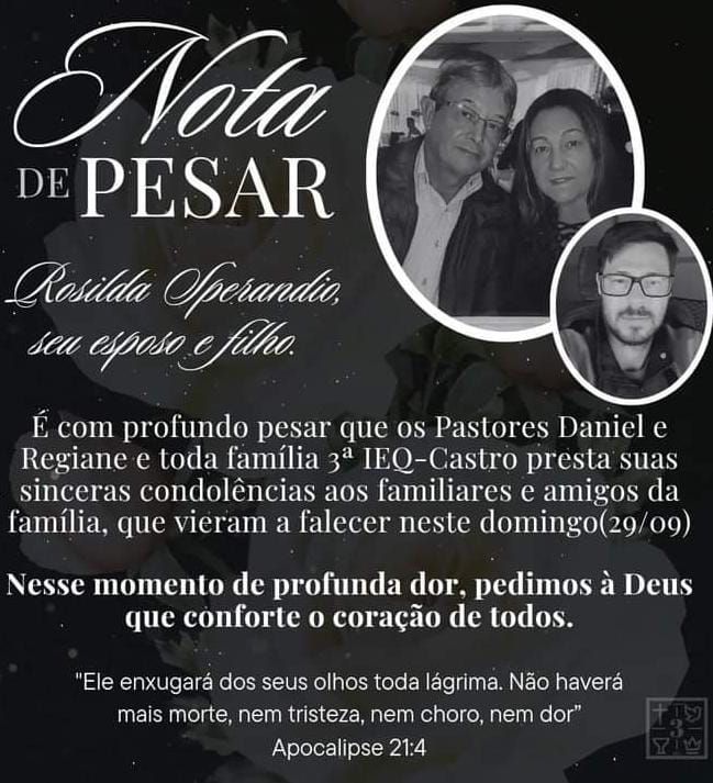 Igreja presta homenagem para família vítima de acidente em Castro 