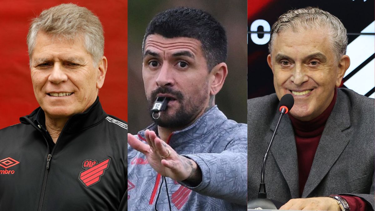 Paulo Autuori, Lucho González e Mario Celso Petraglia, do Athletico