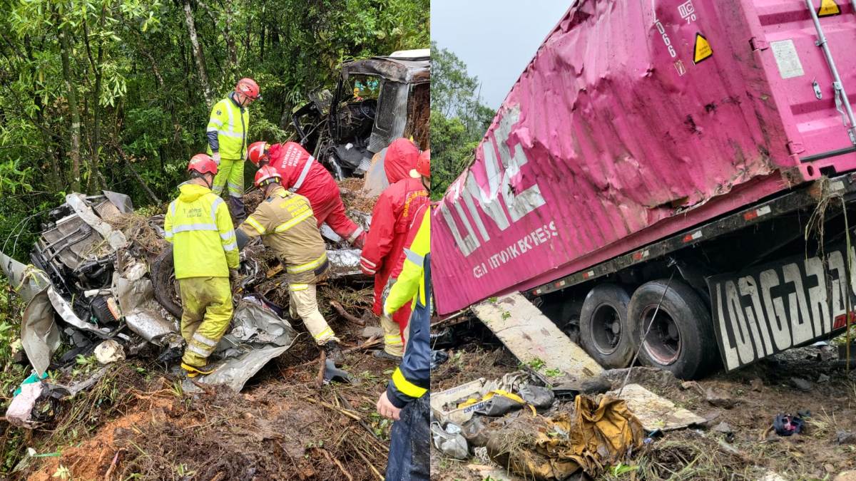 Caminhoneiro conversou com equipe da PRF após acidente na BR-376