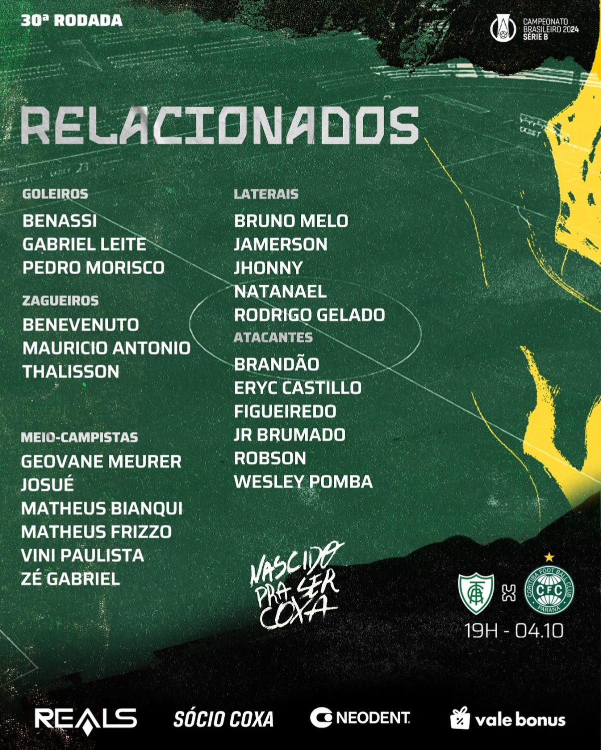 Coxa divulga convocados contra o América-MG