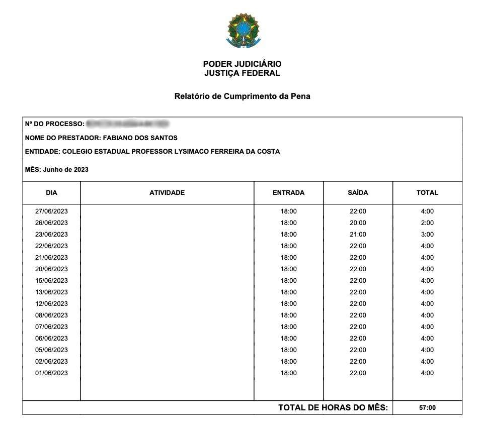 Fabiano dos Santos chegou a cumprir as medidas definidas pela Justiça em um colégio (Foto: Reprodução)