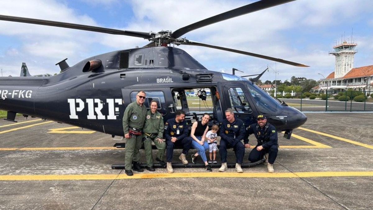 Helicóptero da PRF leva criança para fazer transplante em Curitiba; vídeo 