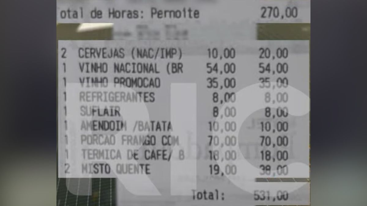 Frango, misto quente e cerveja: veja gastos de homem que derrubou portão de motel