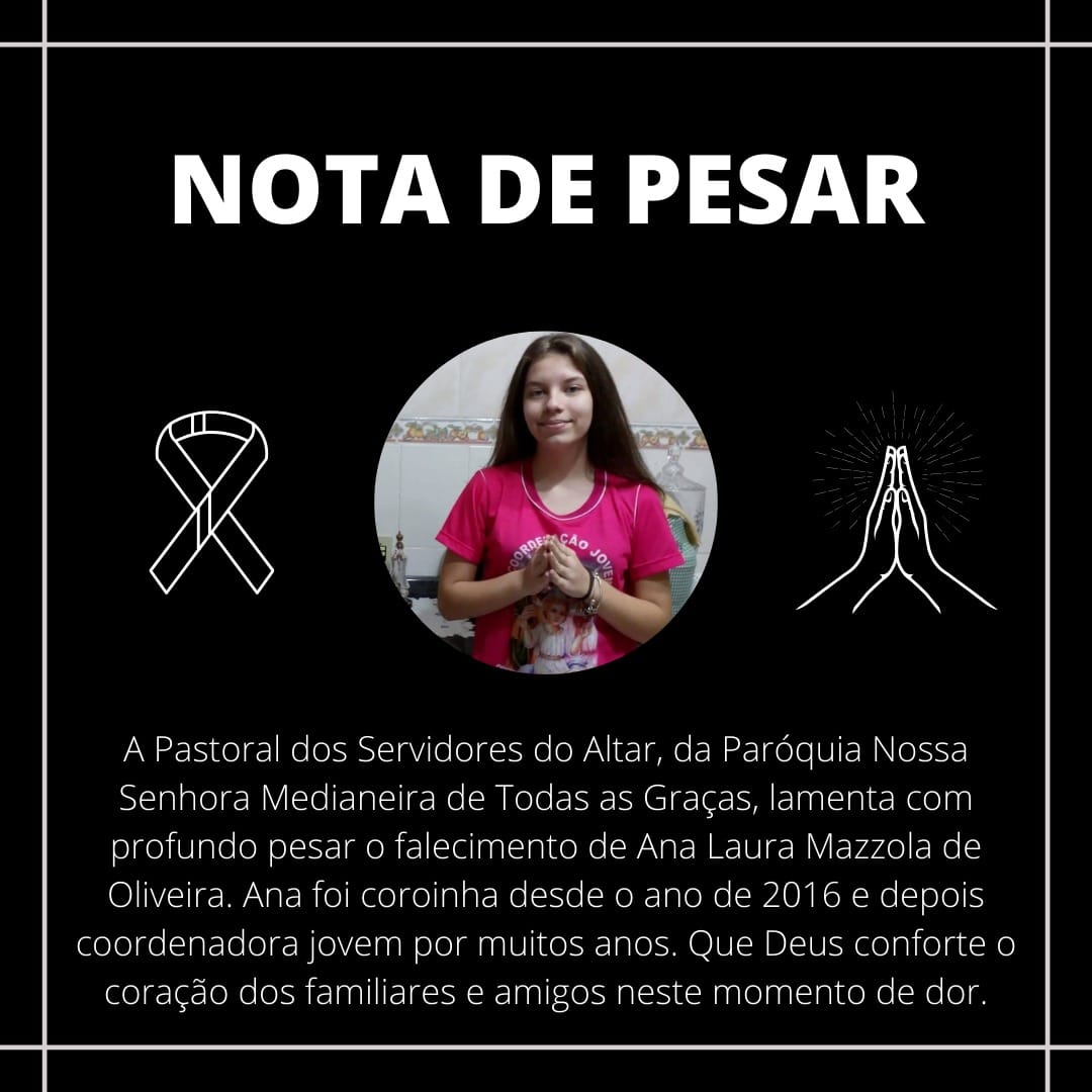 Paróquia lamenta morte de Ana Laura 