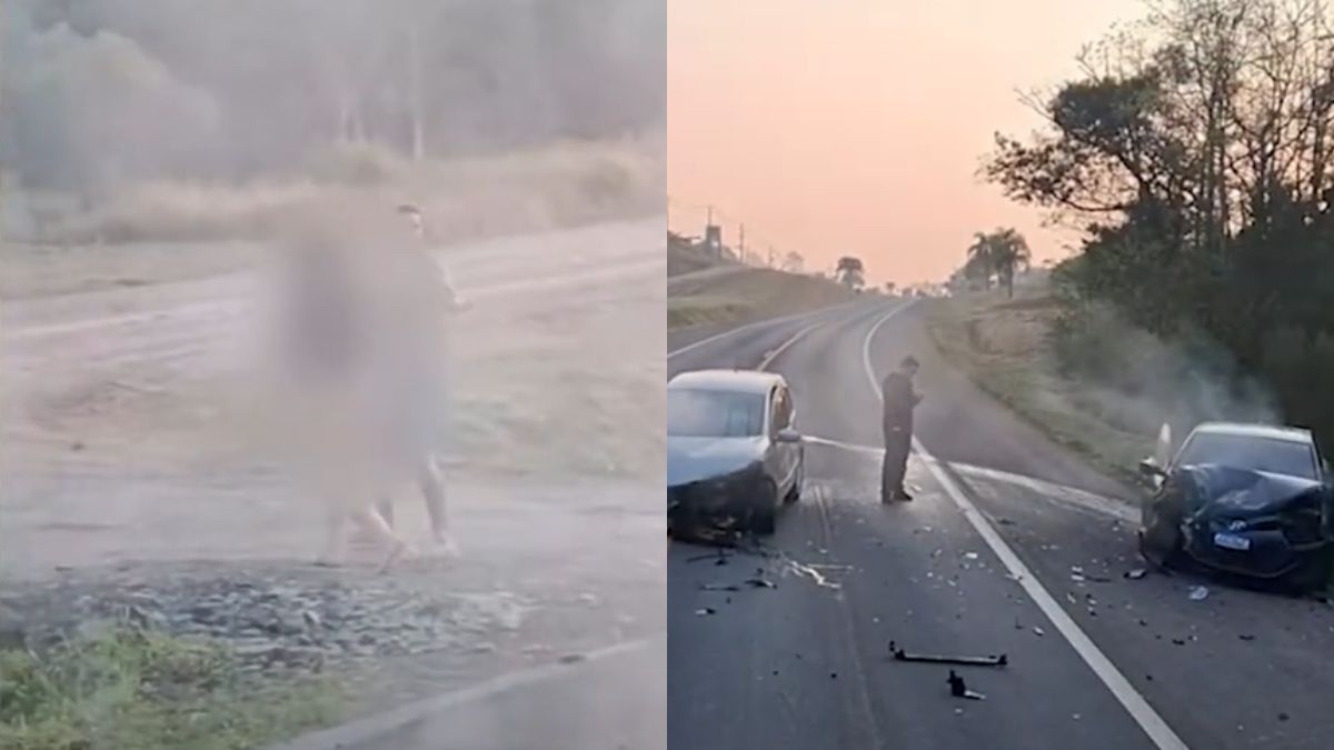 Mulheres saem seminuas de carro após acidente com 2 veículos no PR; veja vídeo