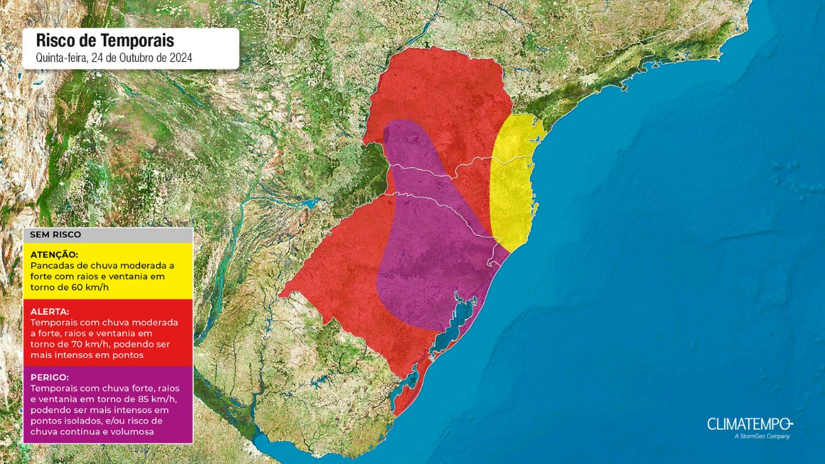 Temporal no Paraná: veja áreas em perigo com a chegada do ciclone extratropical