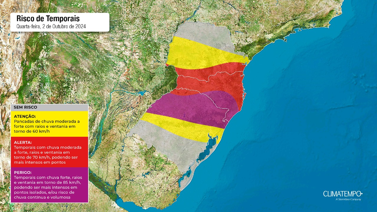 Frente fria traz temporal e rajadas de vento de até 90 km/h ao Paraná