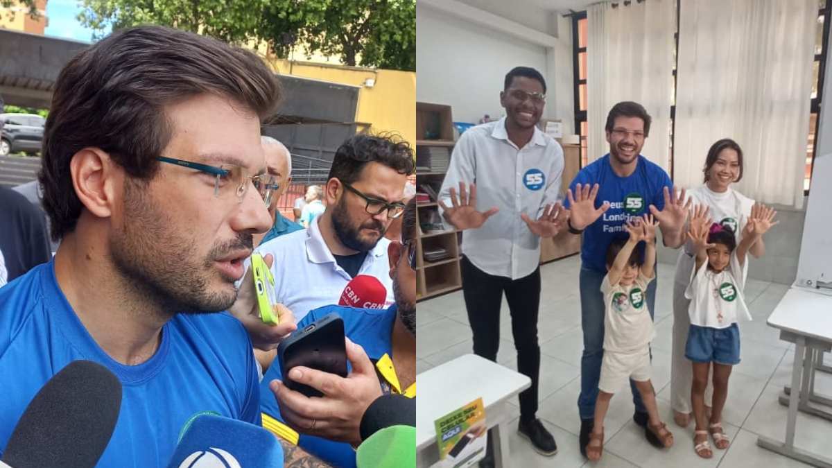 Acompanhado da família e do vice, Tiago Amaral (PSD) vota em Londrina