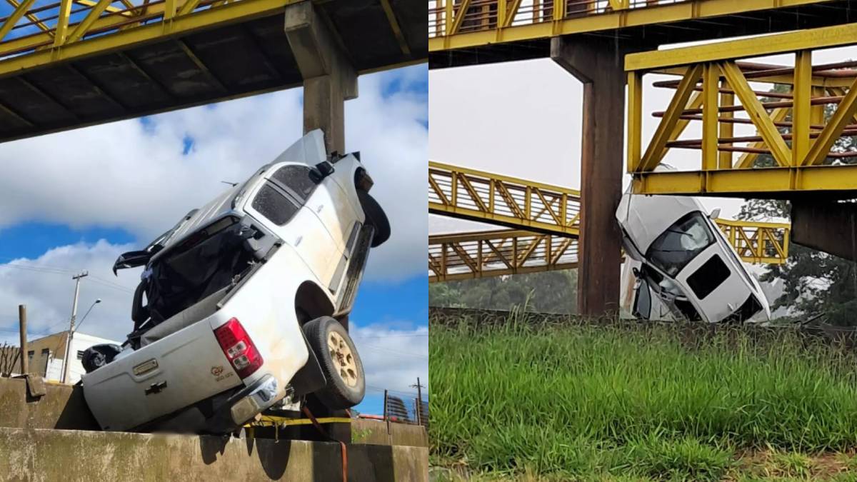 Acidente com caminhonete em passarela aconteceu no dia 1º de janeiro; já no dia 2 de novembro BMW bateu no mesmo local 