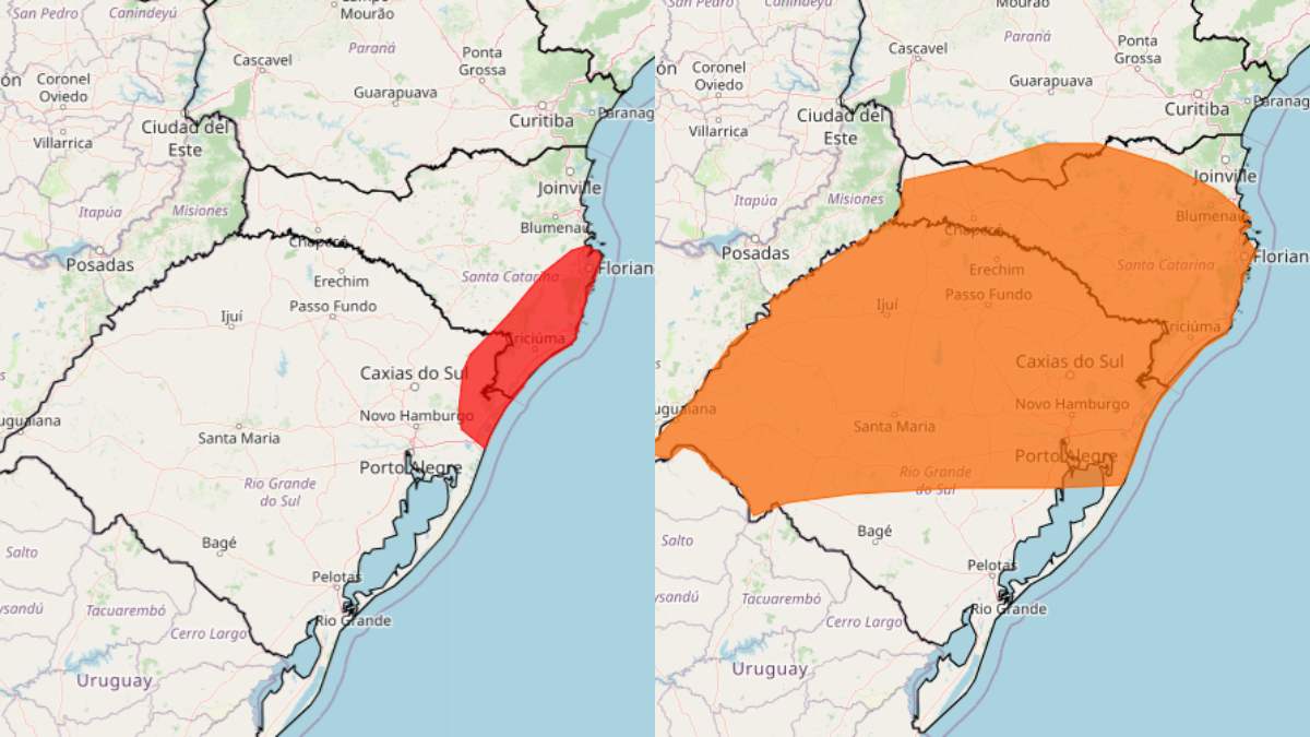 Veja regiões com alerta vermelho e laranja nesta quarta-feira (20)