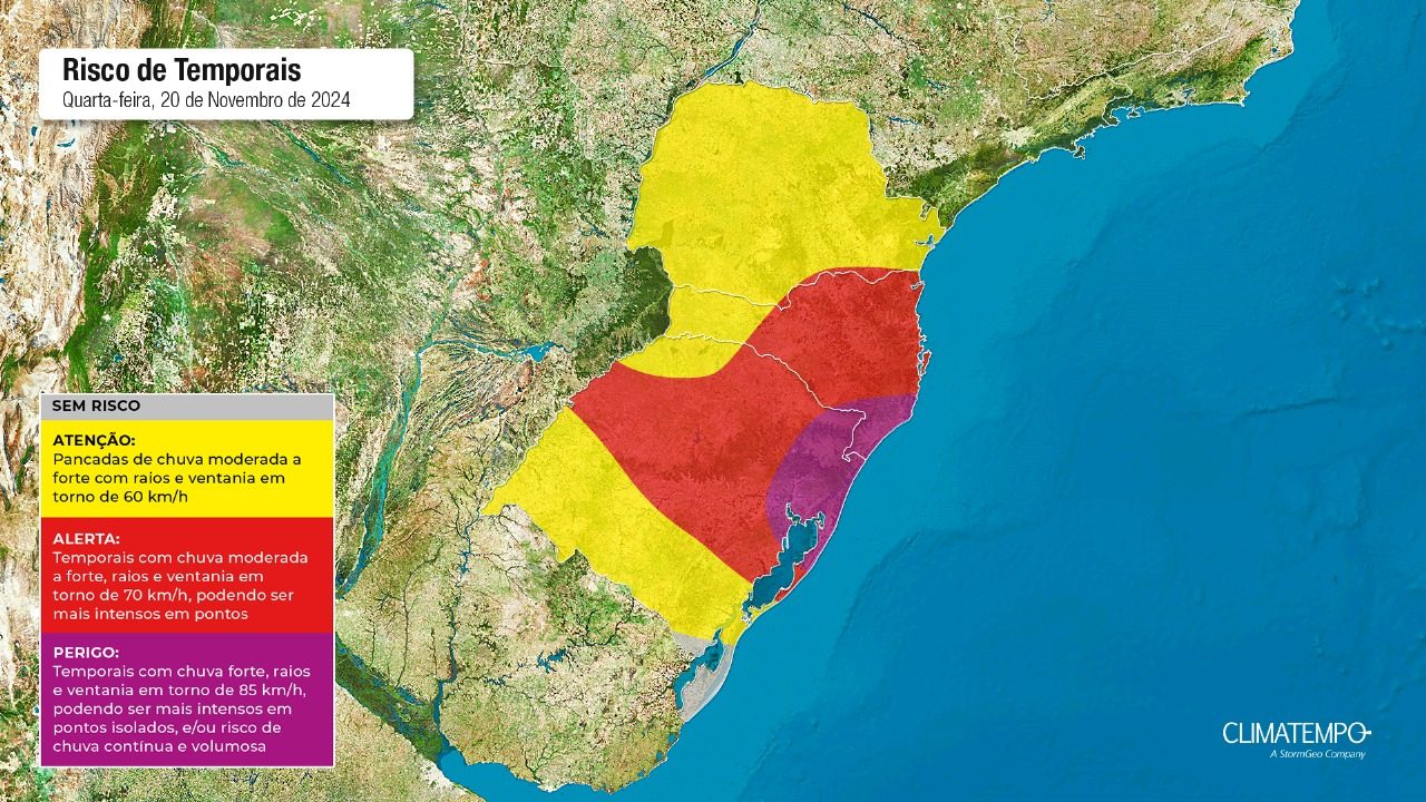 Paraná segue em alerta de temporal com ventos de até 70 km/h; veja onde